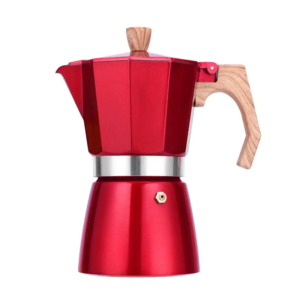 Cafetera italiana de aluminio para uso en el hogar, máquina de Café Moka expreso con 6 tazas de capacidad, color rojo, libre de repuestos, Manual, servicio personalizado, OEM, 2020