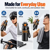 Bouteille d'eau isolée en acier inoxydable 316 avec pulvérisateur, thermos sous vide anti-fuite avec sangle de transport pour les sports de plein air, la salle de sport et le cyclisme