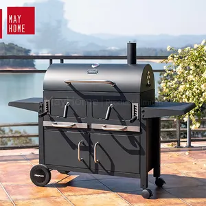 Rauchfreier Hochleistungs-Grill Grills neues Design großer Holzkohlegrill Trolley Barbecue Raucher Rotisserie Barbecue BBQ Holzkohlegrill