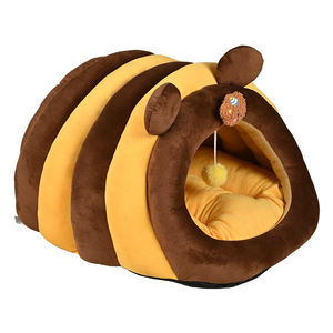 Thickened winter cat <b>bed</b> with a bear-shaped honey pot design, semi-enclosed, new style for winter 2025, warm cat house. - Product Image 3