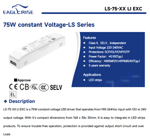 EAGLERISE LS-75-24 LI EXC 75W 24V <b>12V</b> AC-DC <b>LED</b> Driver Constant Voltage Power Supply for Flood <b>Light</b> & <b>LED</b> <b>Strip</b> Lighting - Product Image 2