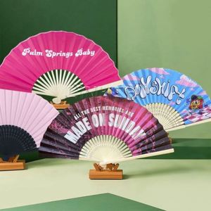Meilleure Vente Éventail Pliant Portable en Papier et Bambou avec Impression Personnalisée sur Tissu, Peinture Décorative, pour Promotions - Product Image 3