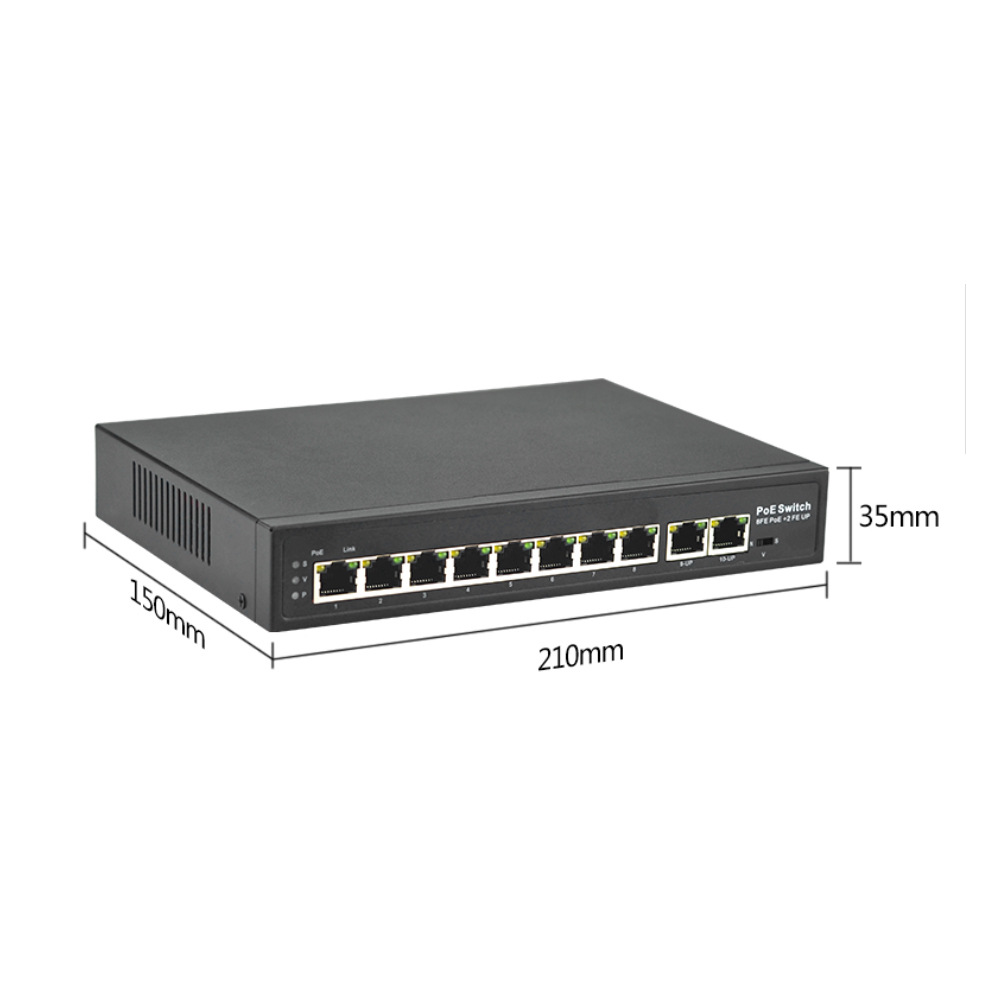 100Mbps Fast Ethernet 24V 48V PoE Switch 8 PoE Port with 2*100Mbps RJ45 Uplinks for Hikvision CCTV Camera · image 4