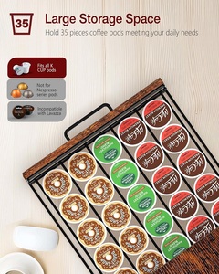 Organisateur de dosettes à café <span class=keywords><strong>en</strong></span> métal pour cuisine avec porte-tasses et tiroir, style rétro <span class=keywords><strong>en</strong></span> bois pour comptoir, support pour cafetière 15,5*14*12,2 POUCES - Product Image 6