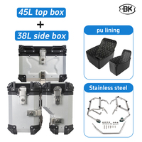 Boîtes latérales 38 L + boîte de queue 45l 3 pièces ensemble moto sacoche boîte de moto en aluminium pour le stockage