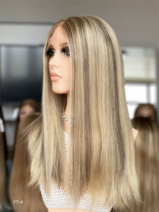 SHY 2025 peluca recta marrón Rubio de lujo para mujer Kosher para encaje europeo de longitud larga transparente cabello humano virgen 20cm - Product Image 4