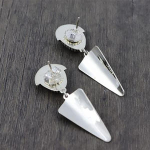 Orecchini Pendenti Viola E556 con Turchese Geometrico, Montatura Vintage in Lega Placcata Argento Anticato per Donna - Product Image 5