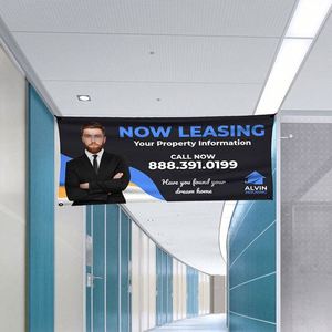 Bannière publicitaire personnalisée pour l'immobilier, 13 oz, imperméable, bannière en vinyle personnalisée pour agents immobiliers avec œillets métalliques - Product Image 1