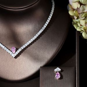 Hibride SHY 2ชิ้นสร้อยคอต่างหู CZ ชุดเครื่องประดับแต่งงานเจ้าสาวสำหรับผู้หญิง conjunto de joyas parrure Bijoux Femme mariage N-652 - Product Image 3