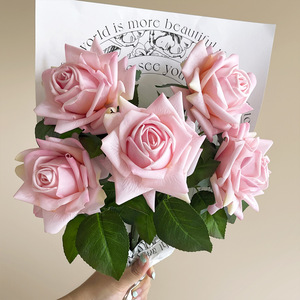 S01 gros haute qualité soie latex faux longue tige arrangements floraux fleur artificielle vraie touche Rose pour la décoration de mariage - Product Image 6