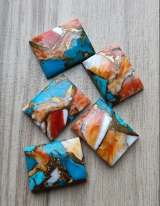 Cabujón Rectangular de Turquesa Cobre de Ostra Espinosa Natural, Liso, para Fabricación de Joyas, Todos los Tamaños, Piedra Preciosa que Cambia de Color para Anillos - Product Image 2