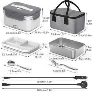 Boîte à lunch électrique personnalisée de grande capacité 1,8 L, chauffe-plat portable, boîte à lunch chauffante pour voiture et bureau - Product Image 3