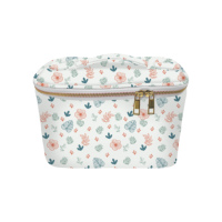 Nouveauté Trousse de maquillage motif floral avec poignée Sac à cosmétiques en nylon étanche Grande capacité Train Case Cosmetic Case
