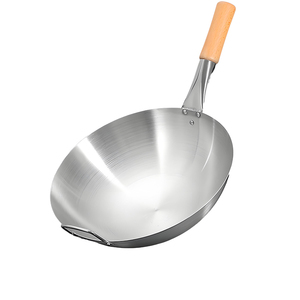 Wok en acier inoxydable de qualité commerciale, anti-rouille, écologique, à double poignée, grande poêle de cuisson compatible avec les cuisinières à gaz - Product Image 6