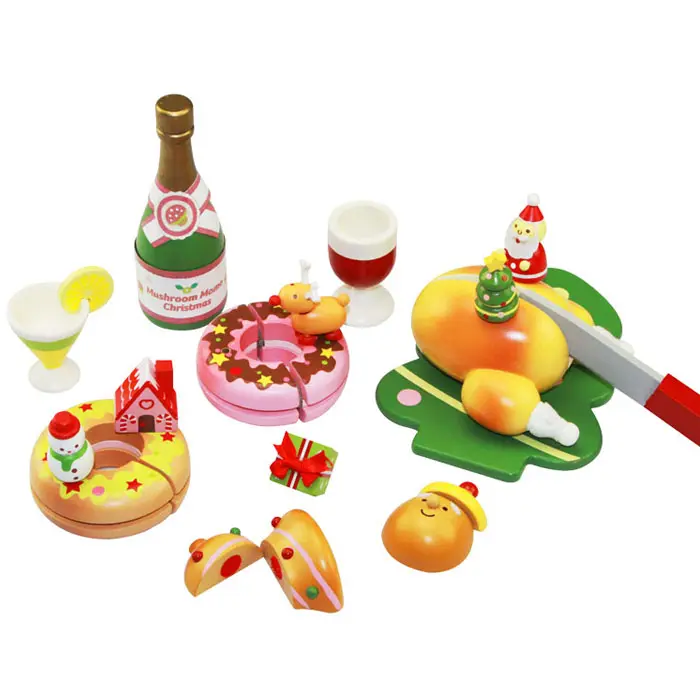 New Baby Early Education Weihnachts simulation Küchen spielzeug Holz kochen Weihnachten Karneval Kuchen Lebensmittel setzt Spielzeug für Kinder