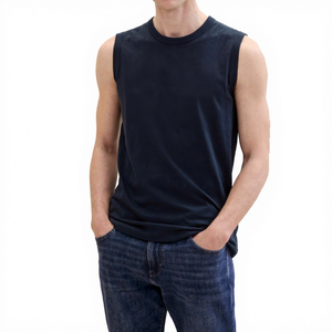 Men's Sleeveless Tank <b>Top</b> Premium Workout Gym Fitness Apparel 100% Cotton Breathable Quick Dry Pockets - Product Image 1