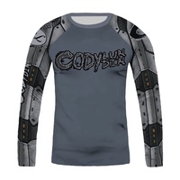 Ensemble d'entraînement BJJ 2 pièces pour garçons, manches longues, imprimé par sublimation, rashguard, shorts MMA, séchage rapide, vêtements de sport pour jeunes boxeurs