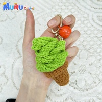 Porte-clés artisanal en crochet en forme de bâtonnet de crème glacée pour le soutien émotionnel, l'énergie positive et l'esthétique, breloques amigurumi pour sacs, vente en gros