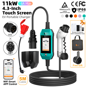 เครื่องชาร์จรถยนต์ไฟฟ้าแบบพกพา Feyree 11kW สามเฟส GBT ปรับได้ 8-32A หน้าจอสัมผัส HD ขนาด 4.3 นิ้ว พร้อมแอปพลิเคชันอัจฉริยะ OTA EVSE พร้อมอะแดปเตอร์ CEE - Product Image 1
