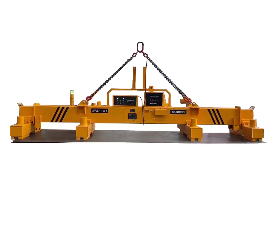 Customized battery powered telescopic electro controlled permanent lifting magnet beam for multiple steel plate lifting