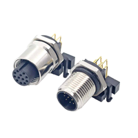 Panneau coudé personnalisé mâle 8/12/17/5 broches connecteur à connexion rapide électrique PCB Mount M12 connecteur de fil