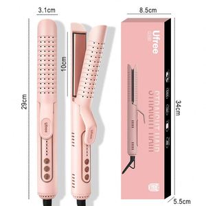 Fer à lisser et à boucler Ufree en céramique tourmaline, double usage, à air froid, anti-brûlure, avec ions négatifs, pour cheveux secs et humides - Product Image 2