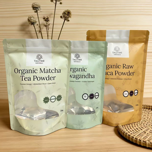 Custom Printed Stand Up Zipper Pouch With Clear <b>Window</b> Aluminum <b>Foil</b> Packaging Bag For 100g Matcha Powder Herbal Powder - Product Image 6