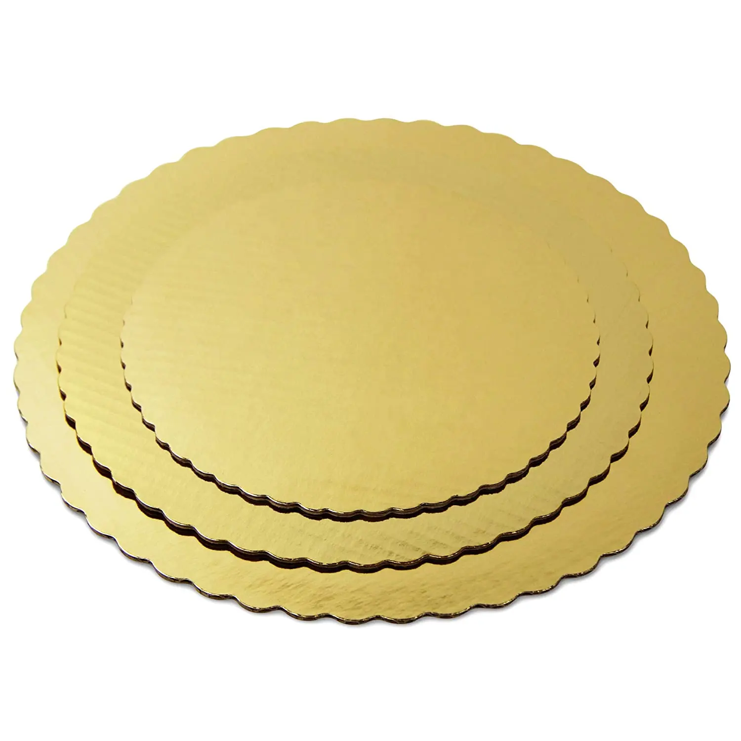 Plateau de décoration de gâteau en papier laminé en feuille d'or, plateau de décoration de gâteau en carton blanc personnalisé de haute qualité