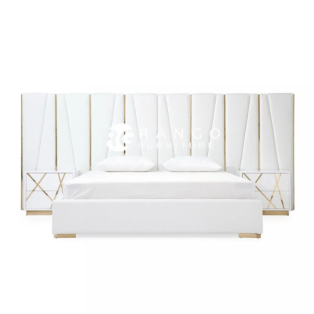 أحدث تصميم الحديثة منجد الفاخرة كامل حجم الملك حجم سرير مزدوج خشبي مجموعة