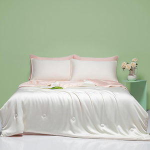 Couette d'été fraîche pour hôtel Couette <span class=keywords><strong>de</strong></span> luxe glacée soyeuse Couvre-<span class=keywords><strong>lit</strong></span> <span class=keywords><strong>de</strong></span> couleur unie Couette d'été duplex lavée Couverture <span class=keywords><strong>de</strong></span> refroidissement - Product Image 2