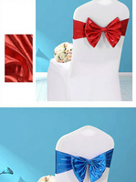 Nœuds de chaise extensibles pour mariage, en spandex métallisé doré, avec nœud papillon, pour banquets et événements