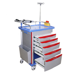 Ziekenhuis <span class=keywords><strong>Abs</strong></span> Plastic Geneeskunde Crash Winkelwagen Emergency <span class=keywords><strong>Trolley</strong></span> Medische Emergency Kar Met Iv Pole - Product Image 4