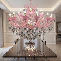 Lustre européen rose en cristal Maria Theresa pour salon, chambre à coucher, décoration macaron, lustre de luxe
