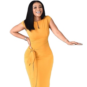 Bán Sỉ Đầm Bút Chì Ôm Sát Dáng Ngắn Tay Công Sở Nữ Màu Vàng Cho Nữ - Product Image 1