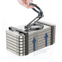 Support de téléphone en aluminium à double anneau 180 °   Support de téléphone magnétique pliable multi-angles avec aimant puissant pour bureau, salle de sport, entraînement et prise de vue
