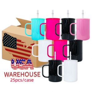 Prêt à expédier : Lot de 25 mugs de camping en verre coloré de 17 oz, vierges pour sublimation, avec couvercle en PP, effet holographique scintillant - Product Image 1