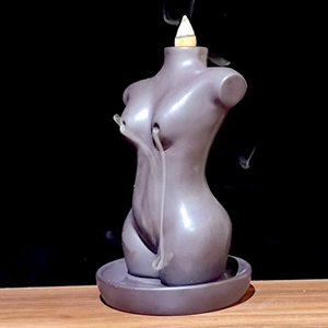 Vente en gros de cône en céramique déesse <span class=keywords><strong>moderne</strong></span> porte-<span class=keywords><strong>encens</strong></span> <span class=keywords><strong>fontaine</strong></span> buste de femme brûleur d'<span class=keywords><strong>encens</strong></span> à refoulement cascade - Product Image 2