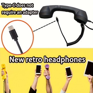 Combiné téléphonique rétro de type C à branchement direct pour <span class=keywords><strong>téléphone</strong></span> <span class=keywords><strong>fixe</strong></span>, avec prise <span class=keywords><strong>casque</strong></span> USB-C - Product Image 4