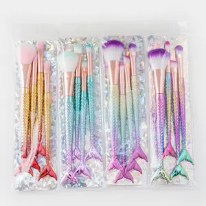 مجموعة فرش مكونة من 4 قطع لتزيين وتلوين وتصميم حورية البحر بألوان نابضة، أقلام رسم منحوتة ملونة