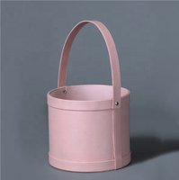 Boîte de fleurs cylindrique en cuir de luxe personnalisée, cadeaux pour la Saint-Valentin, emballage de fleurs, pot de fleurs