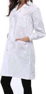 Telas de Bata de laboratorio duraderas para hospitales para uso prolongado, bata médica polivinílico de algodón de manga larga, uniforme de batas de laboratorio Unisex blanco - Product Image 2