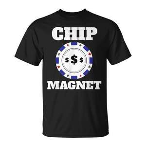 Camiseta con diseño de ficha magnética de casino para jugadores y apuestas - Product Image 1