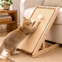 Arbre à chat pliable écologique en bois et sisal réglable avec poteau à gratter en forme de L pour chats
