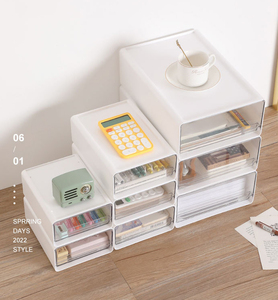 Cassettiera portaoggetti da scrivania, organizer per documenti e articoli vari, contenitore da scrivania per cosmetici, mobiletto impilabile per casa e ufficio - Product Image 2