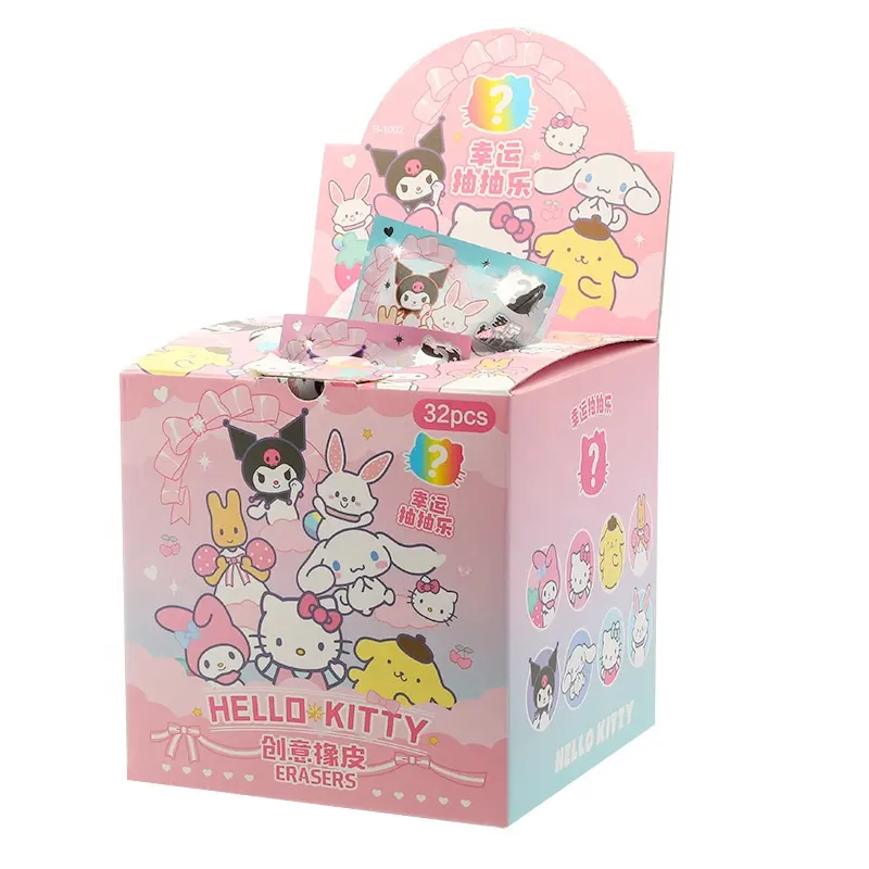 32Pcs sanrios pokem-on Figure Pencil Eraser Blind Box KT cat Kuromi Melody Pikachu Erasers Student School Stationery Gifts