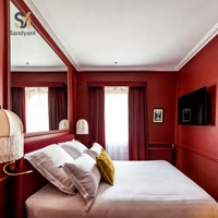 Ensemble de meubles de chambre d'hôtel de luxe moderne, suite de chambre en bois sur mesure robuste pour projets hôteliers et d'appartements