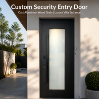 Porte d'entrée en aluminium de sécurité, ignifuge, isolante thermiquement, insonorisée, antivol, sur mesure, moderne, pour villa, porte d'entrée pour maison