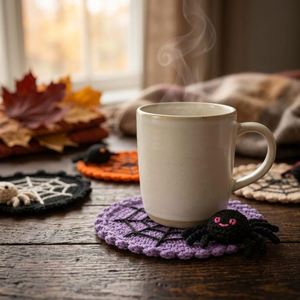 Juego de Posavasos de Telaraña de Fábrica, Alfombrilla Antideslizante Tejida para Tazas, Resistente al Calor, para Té, Recuerdos de Fiesta de Halloween, Accesorios Textiles para el Hogar - Product Image 3