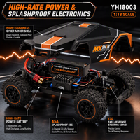 Voiture RC 4x4 haute vitesse 1:18 2,4 GHz, buggy tout-terrain télécommandé entièrement proportionnel avec barre anti-basculement, câble USB YH18003 80m