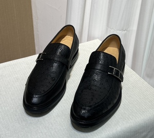 Mocasines de Piel de Avestruz Premium para Hombre, Zapatos de Vestir Negros para Negocios y Uso Diario - Product Image 4
